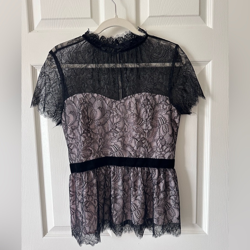 NWOT White House Black Market Black Lace Blouse